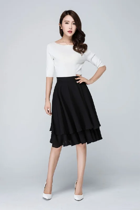 black chiffon short summer skirt 1564