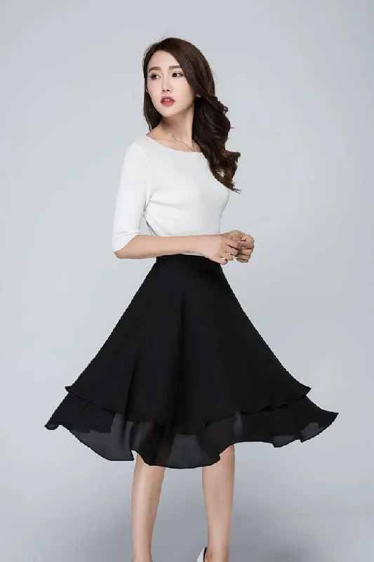 black chiffon short summer skirt 1564