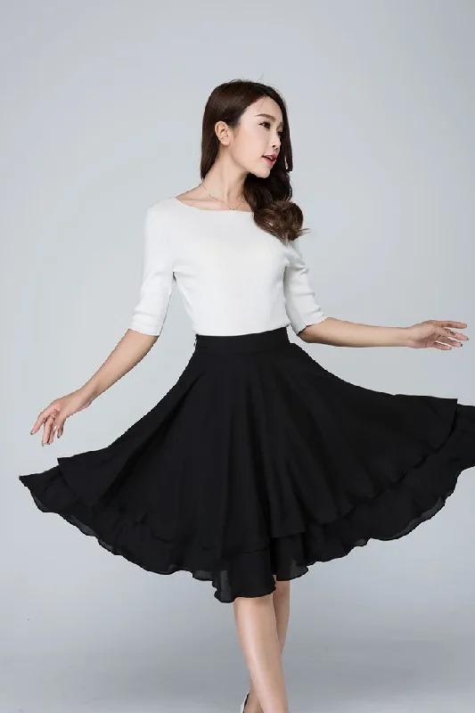 black chiffon short summer skirt 1564