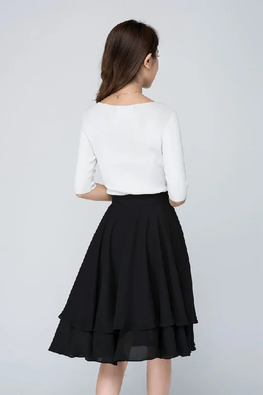 black chiffon short summer skirt 1564