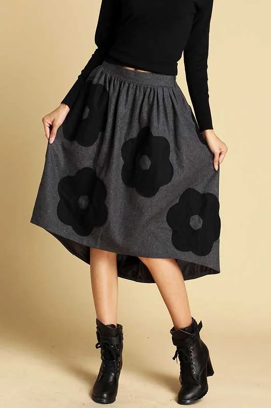 Xiaolizi handmade patchwork High Low hem wool skirt 0350#