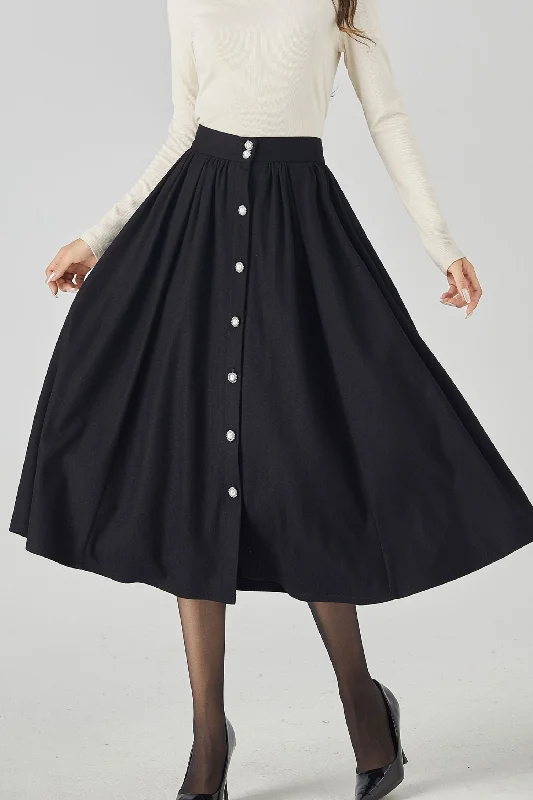 Elegant Wool Skirt with Front Buttons 4538-Size XS #CK2301007