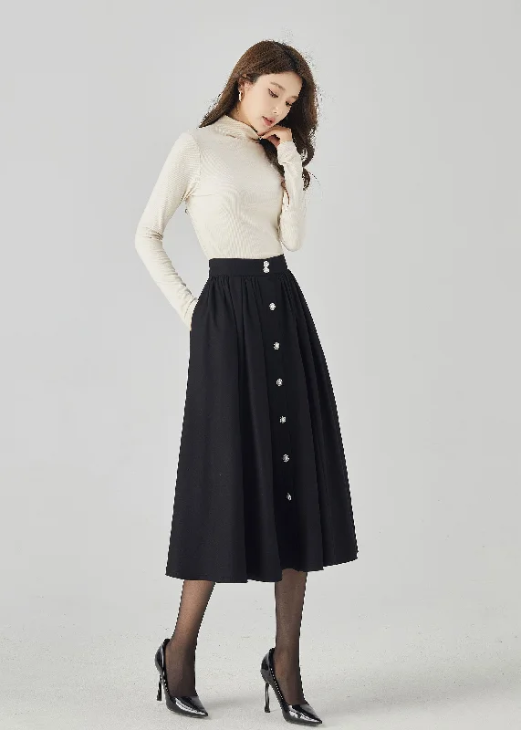 Elegant Wool Skirt with Front Buttons 4538-Size XS #CK2301007