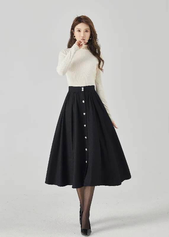 Elegant Wool Skirt with Front Buttons 4538-Size XS #CK2301007