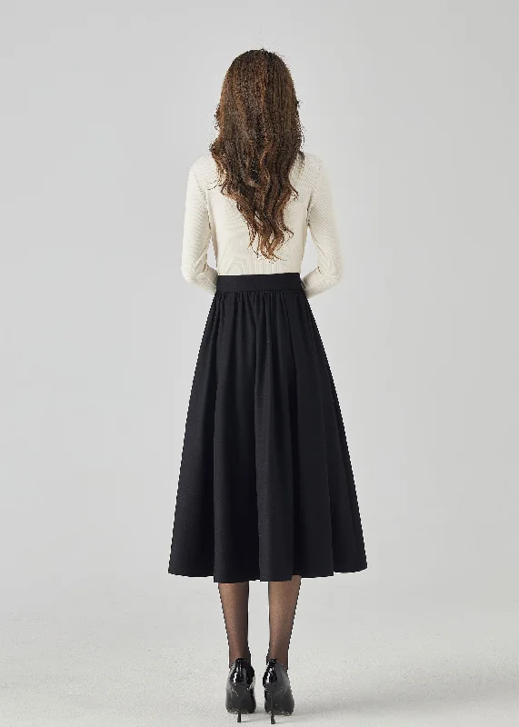 Elegant Wool Skirt with Front Buttons 4538-Size XS #CK2301007