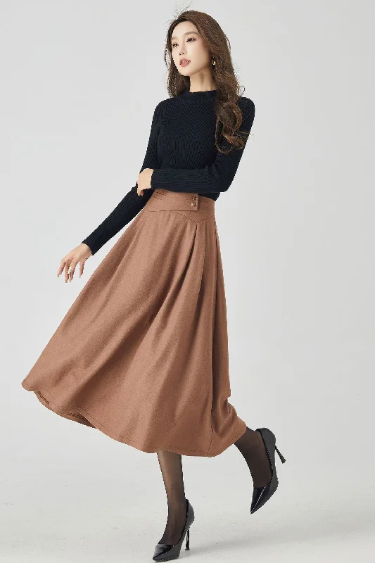 Retro midi winter womens wool skirt 4527