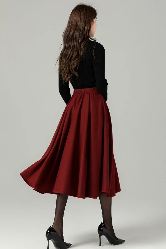 Winter Midi Wool Skirt Women 5230