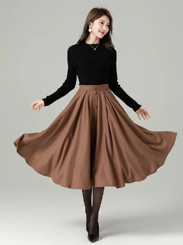 Winter Midi Wool Skirt Women 5230