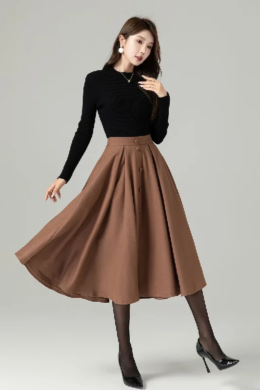 Winter Midi Wool Skirt Women 5230