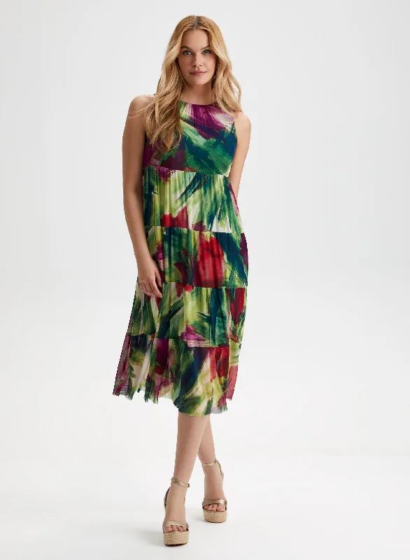 Abstract Floral Midi Dress