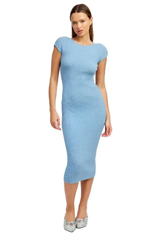 CAP SLEEVE BODYCON DRESS WITH OPEN BACK