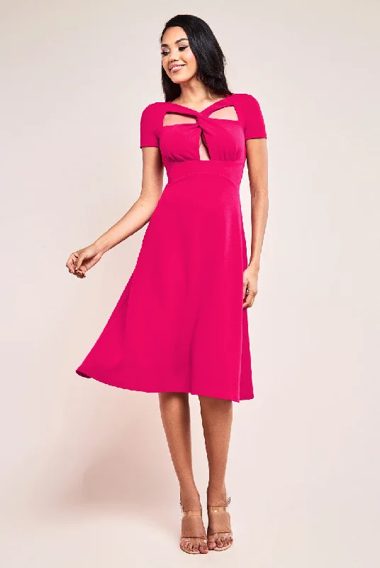 Goddiva Scuba Crepe Twist Cutout Midi Dress