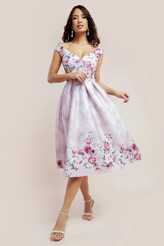 Goddiva Sweetheart Floral Midi Dress