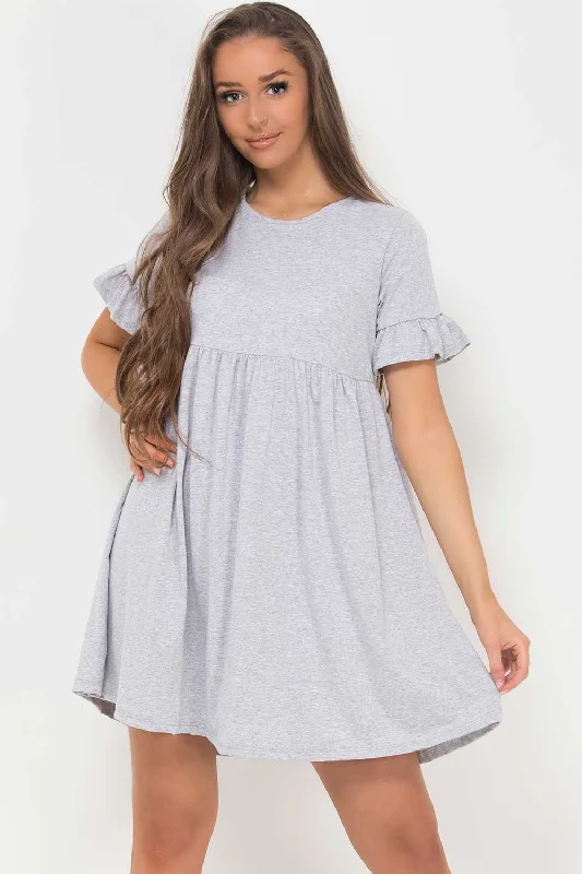 Grey Short Sleeve Skater Dress