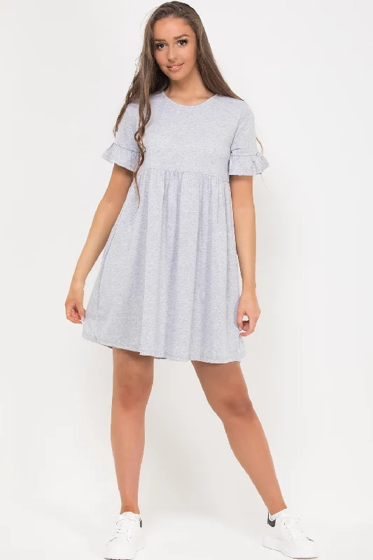 Grey Short Sleeve Skater Dress