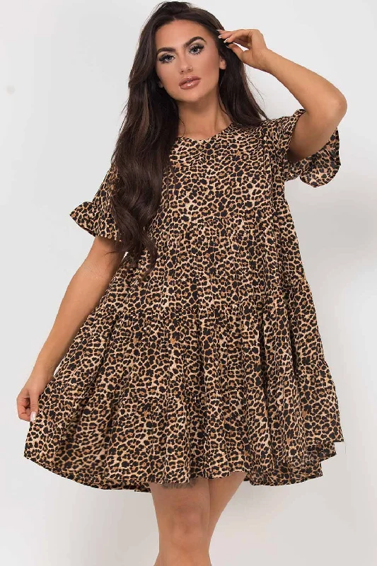 Leopard Print Tiered Dress