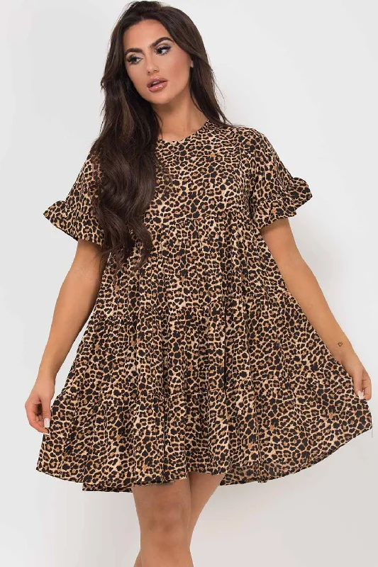 Leopard Print Tiered Dress