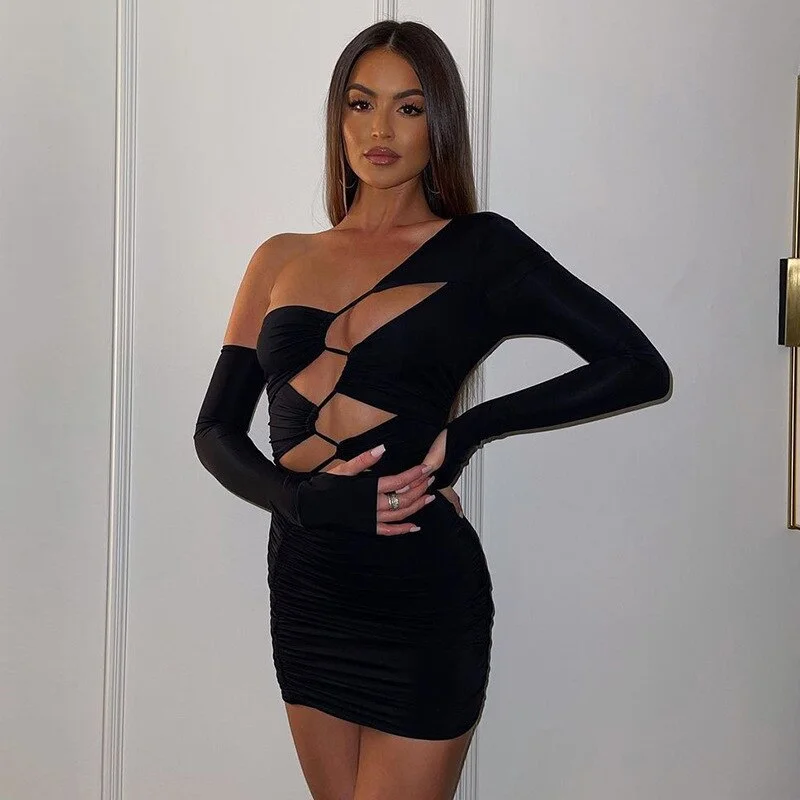 Long Sleeve Cut Out Bandage Mini Dress