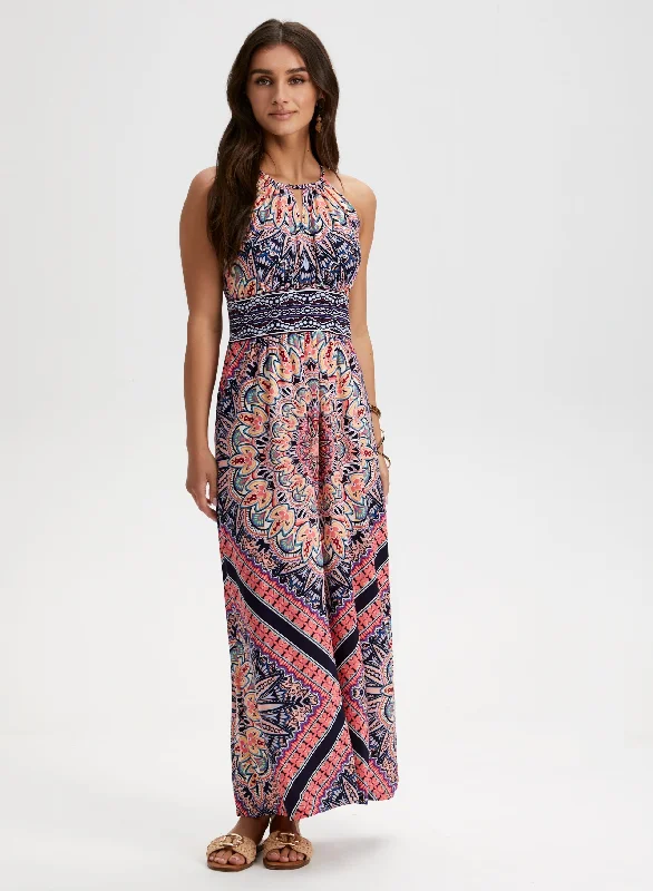 Mixed Print Maxi Dress