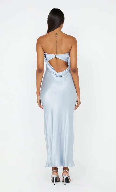 MOON DANCE STRAPLESS DRESS - DUSTY BLUE