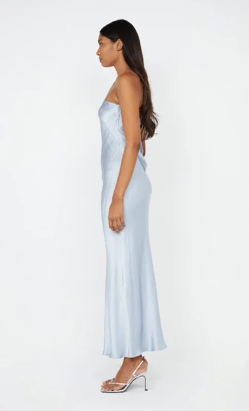 MOON DANCE STRAPLESS DRESS - DUSTY BLUE