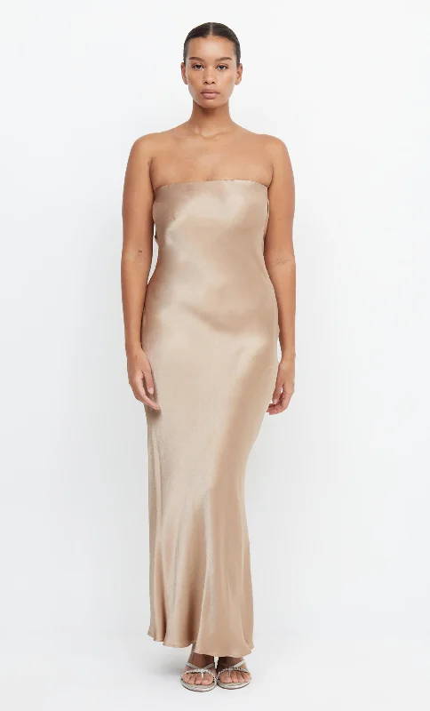 MOON DANCE STRAPLESS DRESS - GOLDEN