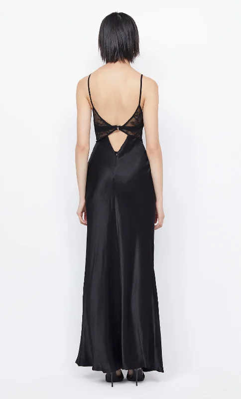 NORA LAYERED MAXI DRESS - BLACK