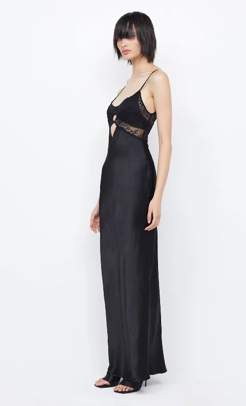 NORA LAYERED MAXI DRESS - BLACK