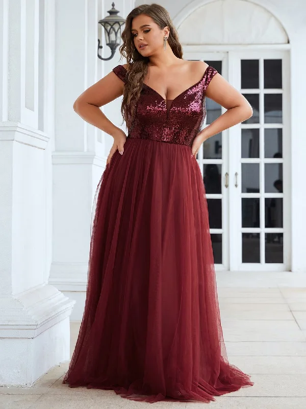 Wholesale High Waist Tulle & Sequin Sleeveless Evening Dress