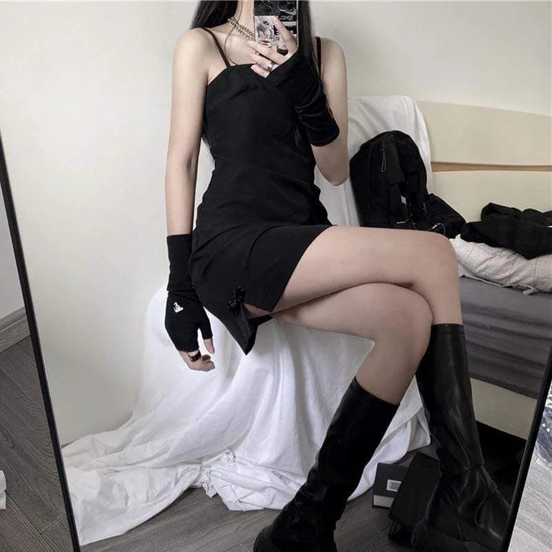 Goth Slim-cut Slip Dress