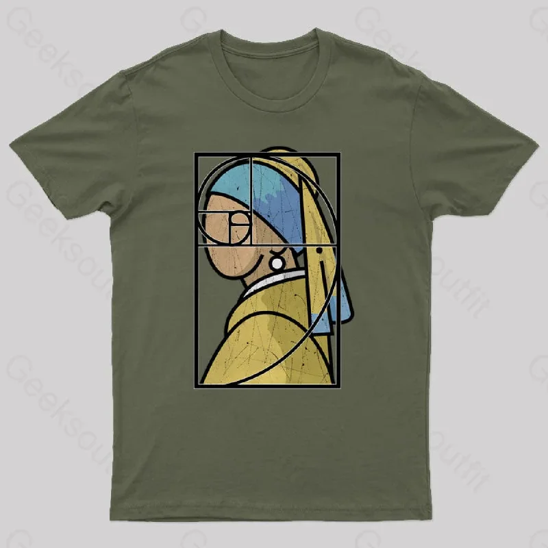 Fibonacci Girl with a Pearl Earring Geek T-Shirt