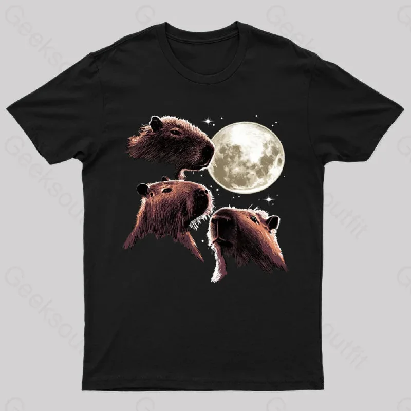 Three Moon Capybaras Geek T-Shirt